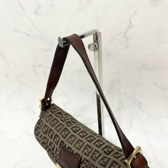 Authentic FENDI Mamma Zucca Zucchino Bucket Baguette Tan Gold Flap Bag Purse - Picture 10 of 15